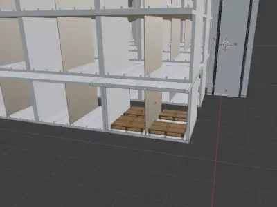 Pallet Storage Concrete Building with lift Free 3D model