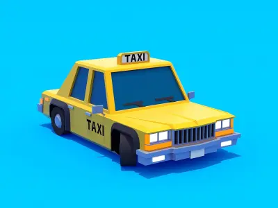 TAXI vehicle Low-poly 3D model