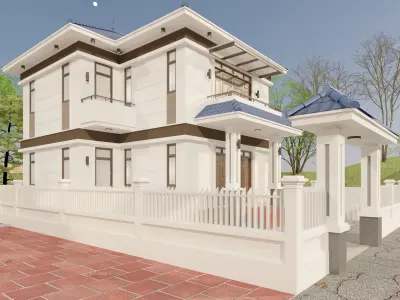 Resident House - Thai Roof House Free 3D model