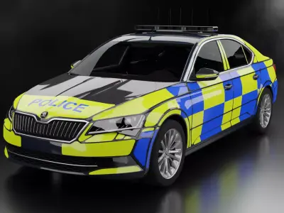 Skoda Superb UK Police Low-poly 3D model