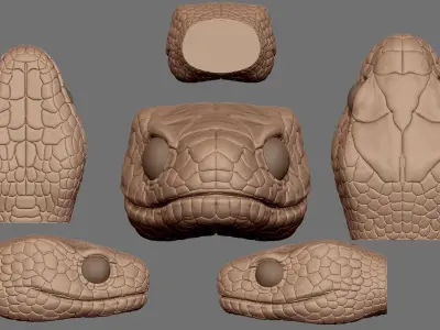 highly detailed Snake head 3D model