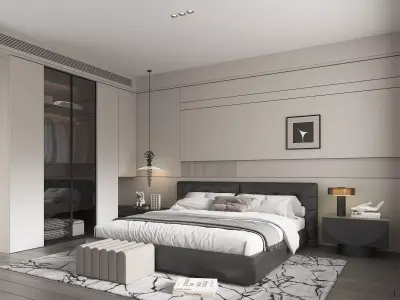 Modern Bedroom Scene 49 3D model