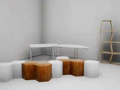 Modular table shelf chair UE4 Low-poly 3D model