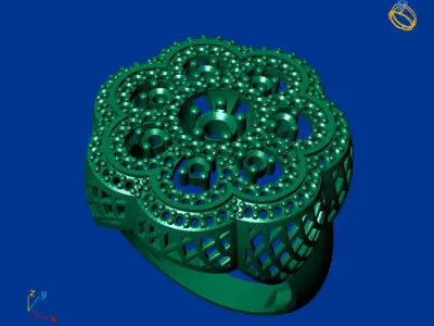 Women Stone Rings Diamond 3D print model 12