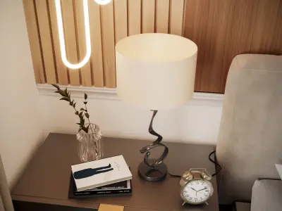 Bedroom interior scene 3D model warm lighting 3D model