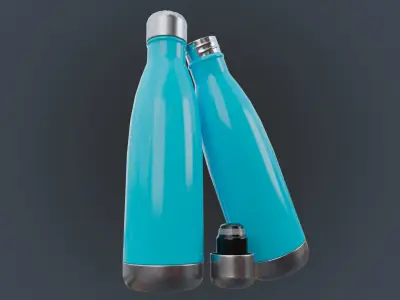 Steel Water Bottle Low-poly 3D model