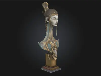 Mystical Fusion Bust  A Sculpture of Arcane Harmony 3D model