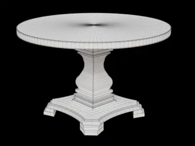 Traditional Style Wooden Round Top Dining Table Low-poly 3D model