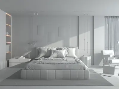 Light luxury bedroom 3D model