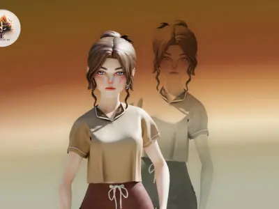  Luna the Scholarly Cat Girl  Low-poly 3D model