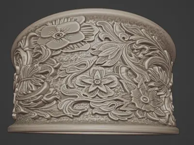 acanthus flowers ring - baroque 3D print model
