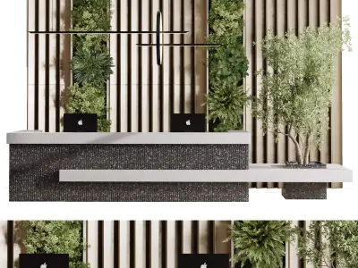 Reception desk - office furniture - Vertical Wall Garden Low-poly 3D model