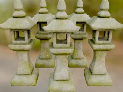 Japanese Stone Lantern - Kasuga-doro Low-poly 3D model