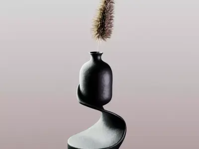Modern Curved Decorative Vase 3D model
