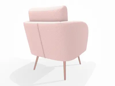 Decorative armchair with pink toothpick feet and pink cotton Low-poly 3D model