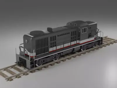 RSD-5 diesel locomotive and a set of rails Free low-poly 3D model