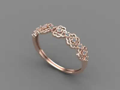 Women Ring Diamond Stone STL 3DM Lightweight Printable 3D print model 46