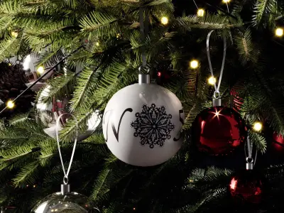 Christmas set 1 tree with stars hanging from it 3D model