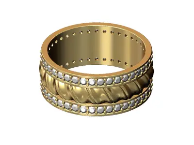 Diamond french bordure ring US size 6 7 8  3D print model