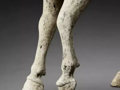 Ancient Chinese Terracotta Horse 3D Historical Animal Sculpture Low-poly 3D model