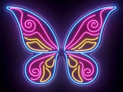 Butterfly Wings Neon Sign 3D model
