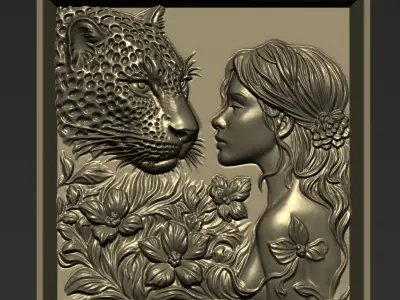 Leopard Head and A Girl A10 3D print model