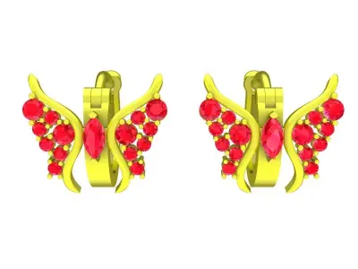 Luxury Butterfly Hoop Earrings 3D Model for Fine Jewelry 5898 3D print model