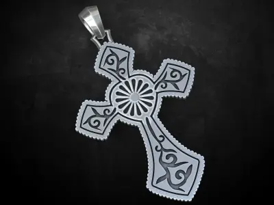 Cross with hearts and patterns stylish decoration 249 3D print model