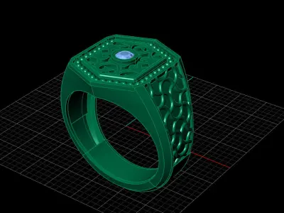 Print Ready STL 3DM  Gents Rings Diamond Men Ring  3D print model 56