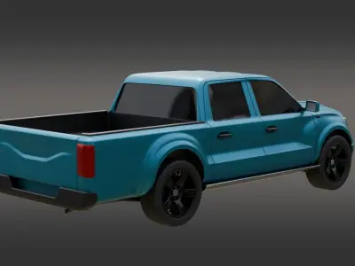  Double Cabin Blue Pickup Car Low-poly 3D model