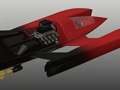 Drag Boat - Fast Motion - High Poly 3D model