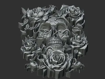 Skull Roses 3D print model