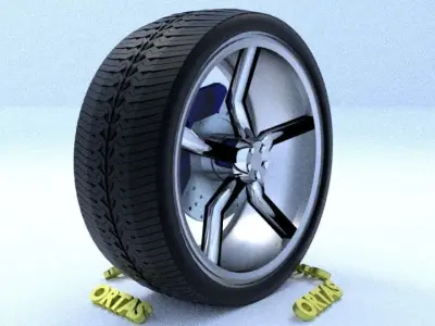 ORTAS CAR RIM 33-34 GAME READY RIM TIRE AND DISC 3D Model Pack