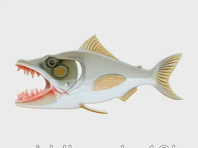 Fangtooth Fish Model with Oversized Jaws and Teeth Low-poly 3D model