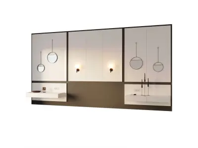 Headboard 5 bathroom with mirrors on wall 3D model