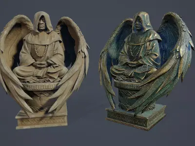 Monk Angel Statue PBR v2 Low-poly 3D model