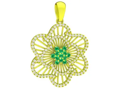 Luxury Floral Diamond Gemstone Pendant 3D Model 4255 3D print model