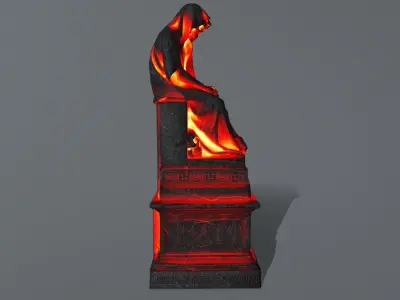 statue 1 with flames Low-poly 3D model