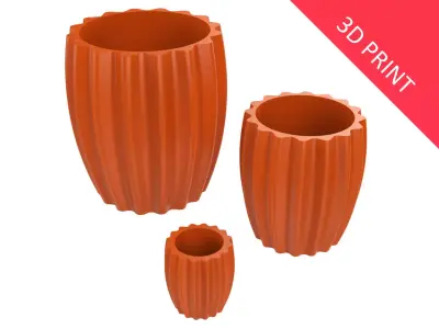 Vase for Plant 07 with 3 Different Sizes 3D print model