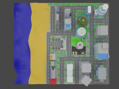 low poly city Free low-poly 3D model purchase
