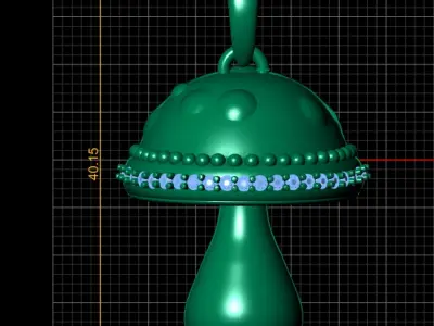 GOLD AND DIAMOND MASHOOM  PENDANT 3D PRINTABLE MODLE  3D print model