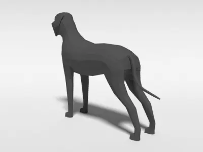 Low Poly Cartoon Great Dane Dog Low-poly 3D model