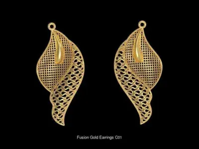 Fusion Gold Earrings EAC Collection 3D Model Pack