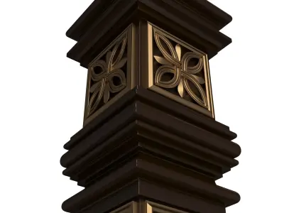 Stair Baluster 05 Red Low-poly 3D model
