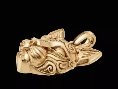 Cat Head Pendant  Elegant Feline Jewelry 3D Print Model 3D print model