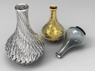 Pottery three glass vases Free 3D model