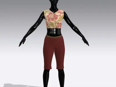 Woman Cloth Dress Low-poly 3D model 2