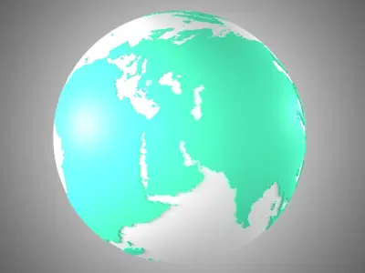 Solid Color Teal Green White Globe 3D model