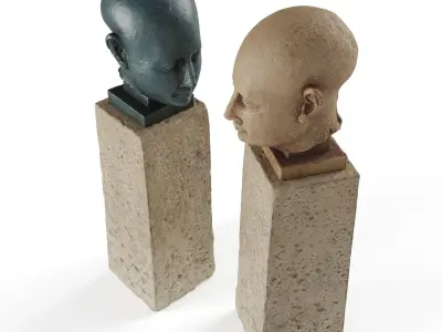 Ancient Egyptian head sculpture Low-poly 3D model