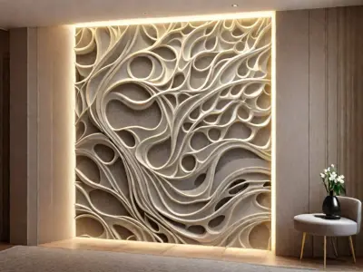 modern panel wall decor set wall relief mural CNC 138  3D model